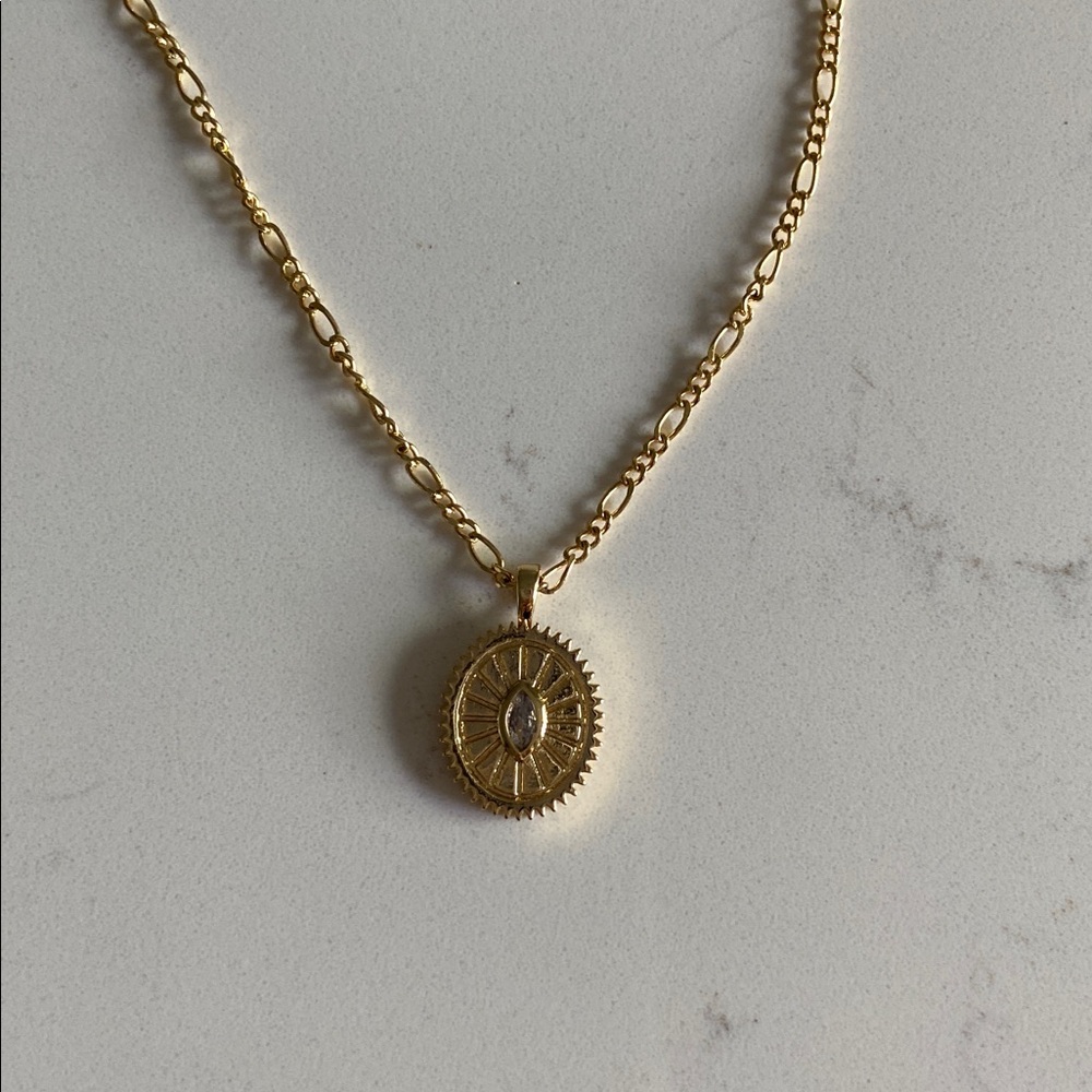 LVC Jewelry โข Yellow Gold Plated Necklace with Evil Eye Charm - Picture 3 of 11